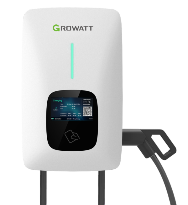 Cargador de vehículo eléctrico 22kW Growatt THOR 22AS-P con cable
